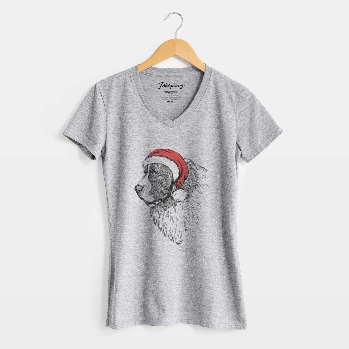 Santa Magnus the Pyrenean Mastiff - Women's V-neck Shirt