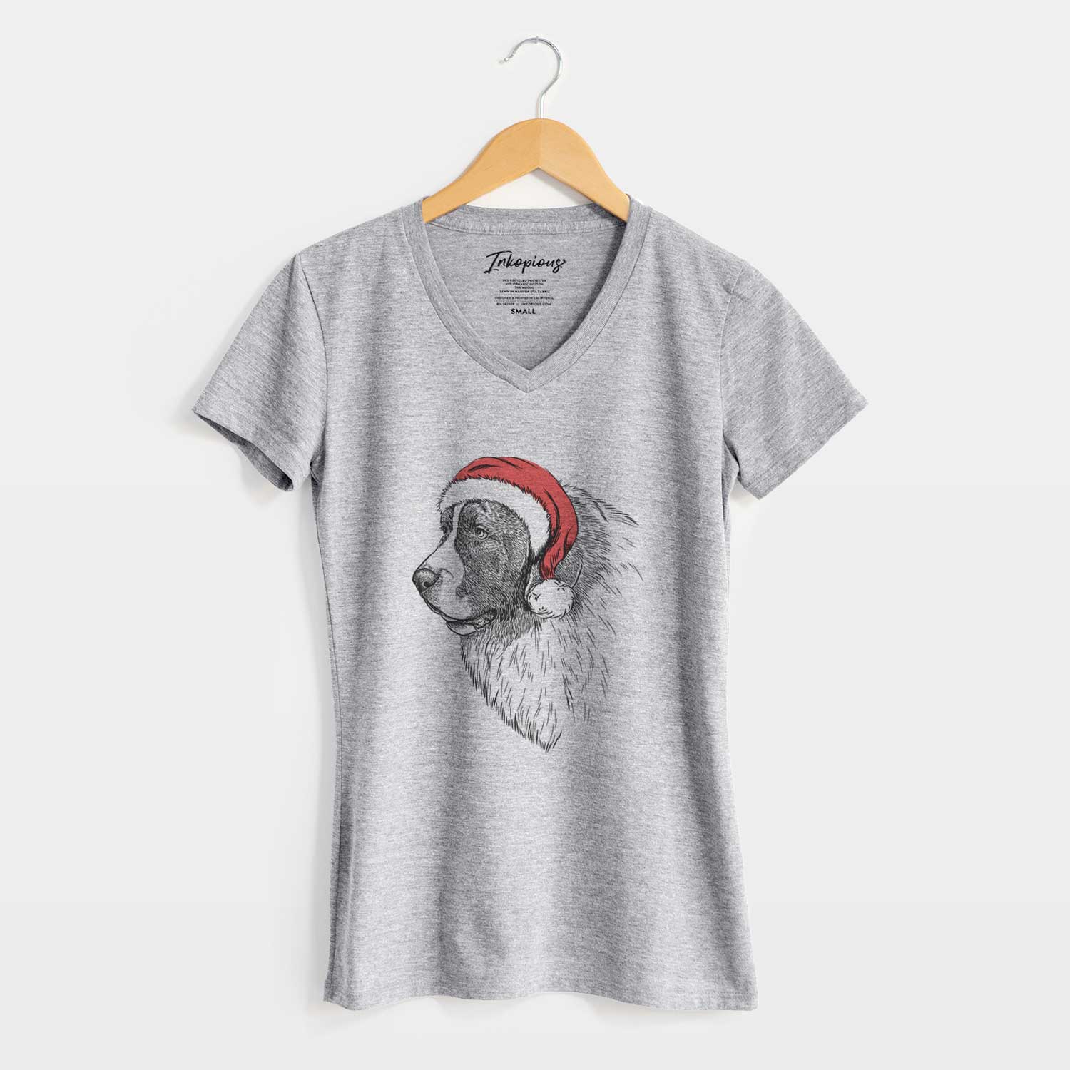 Santa Magnus the Pyrenean Mastiff - Women's V-neck Shirt