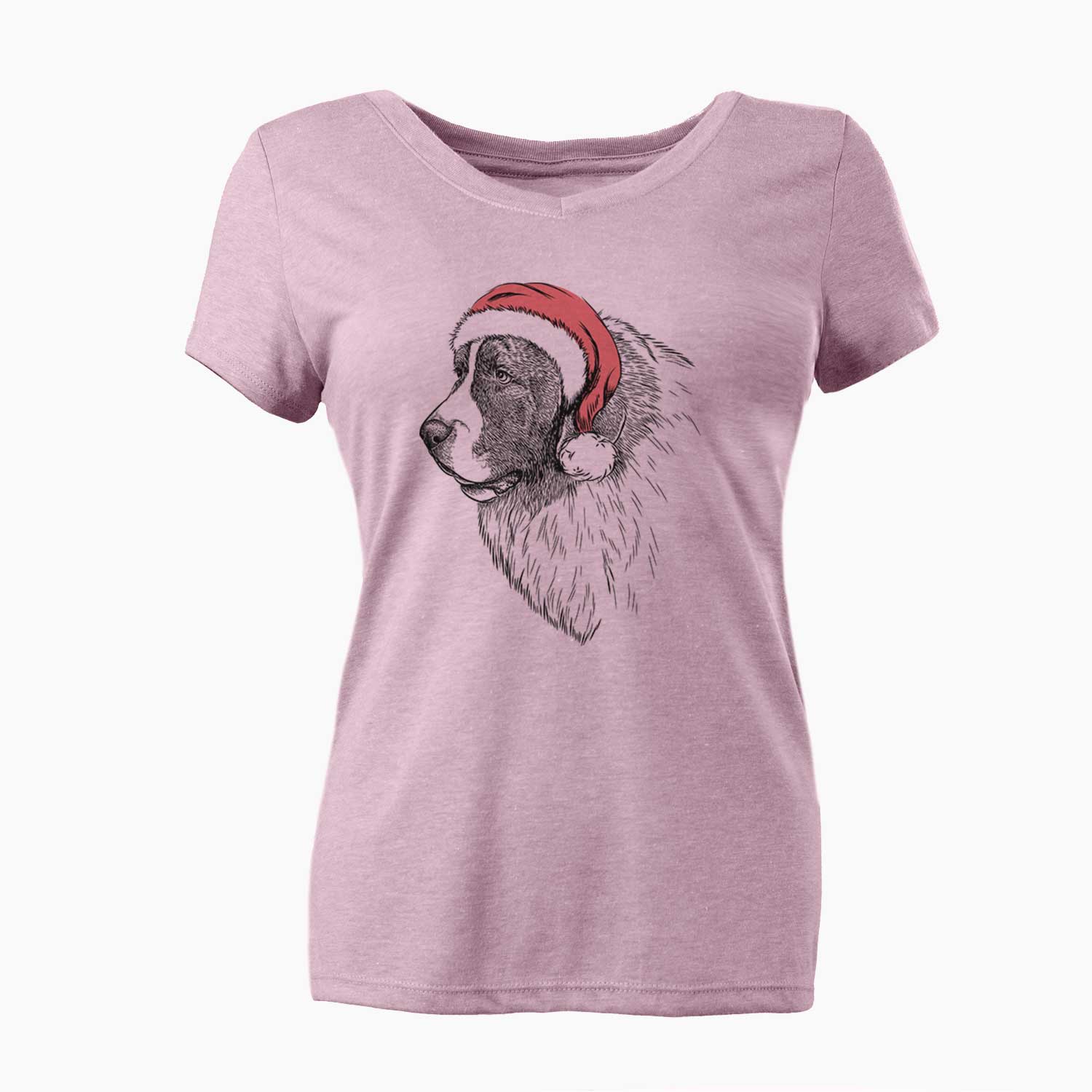 Santa Magnus the Pyrenean Mastiff - Women's V-neck Shirt