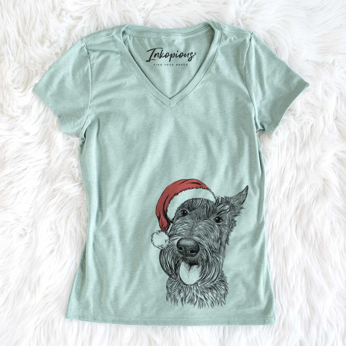 Santa Magnus the Scottish Terrier - Women&#39;s V-neck Shirt