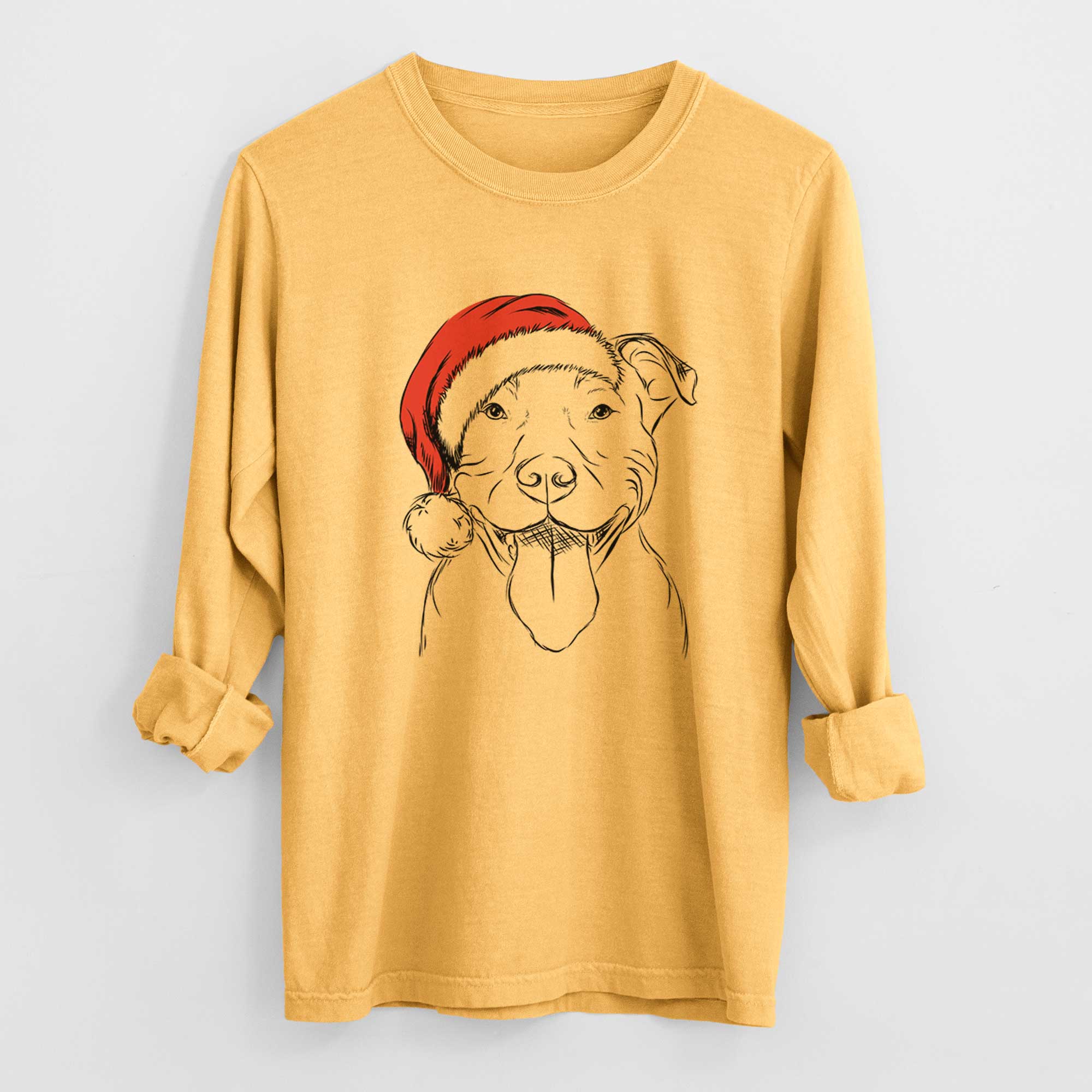 Santa Major the Pitbull - Heavyweight 100% Cotton Long Sleeve