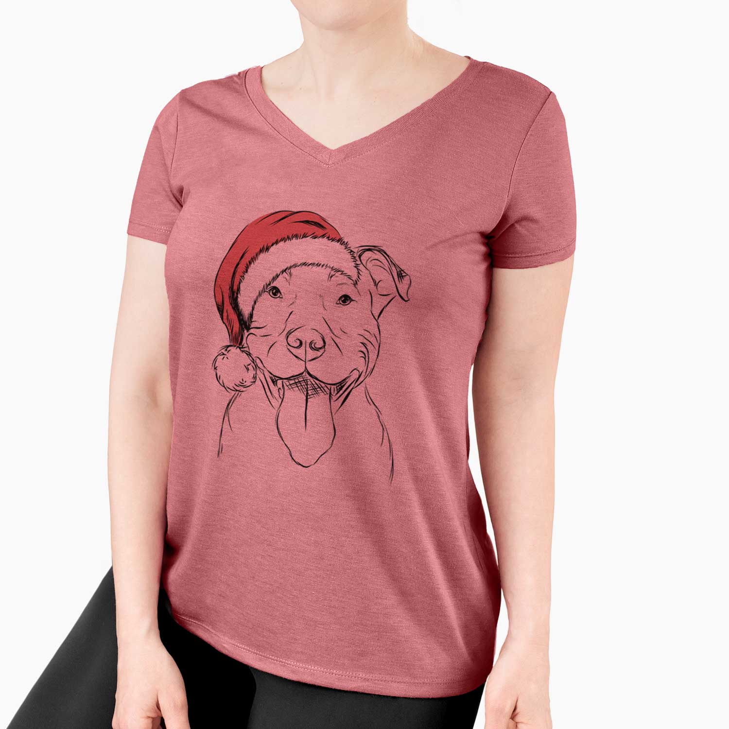 Santa Major the Pitbull - Women's V-neck Shirt