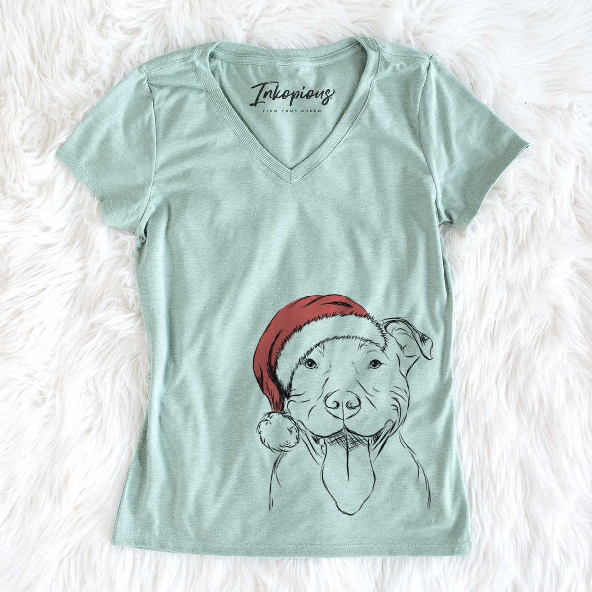 Santa Major the Pitbull - Women&#39;s V-neck Shirt