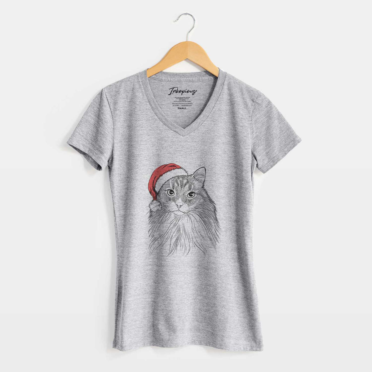 Santa Maks the Siberian Cat - Women's V-neck Shirt