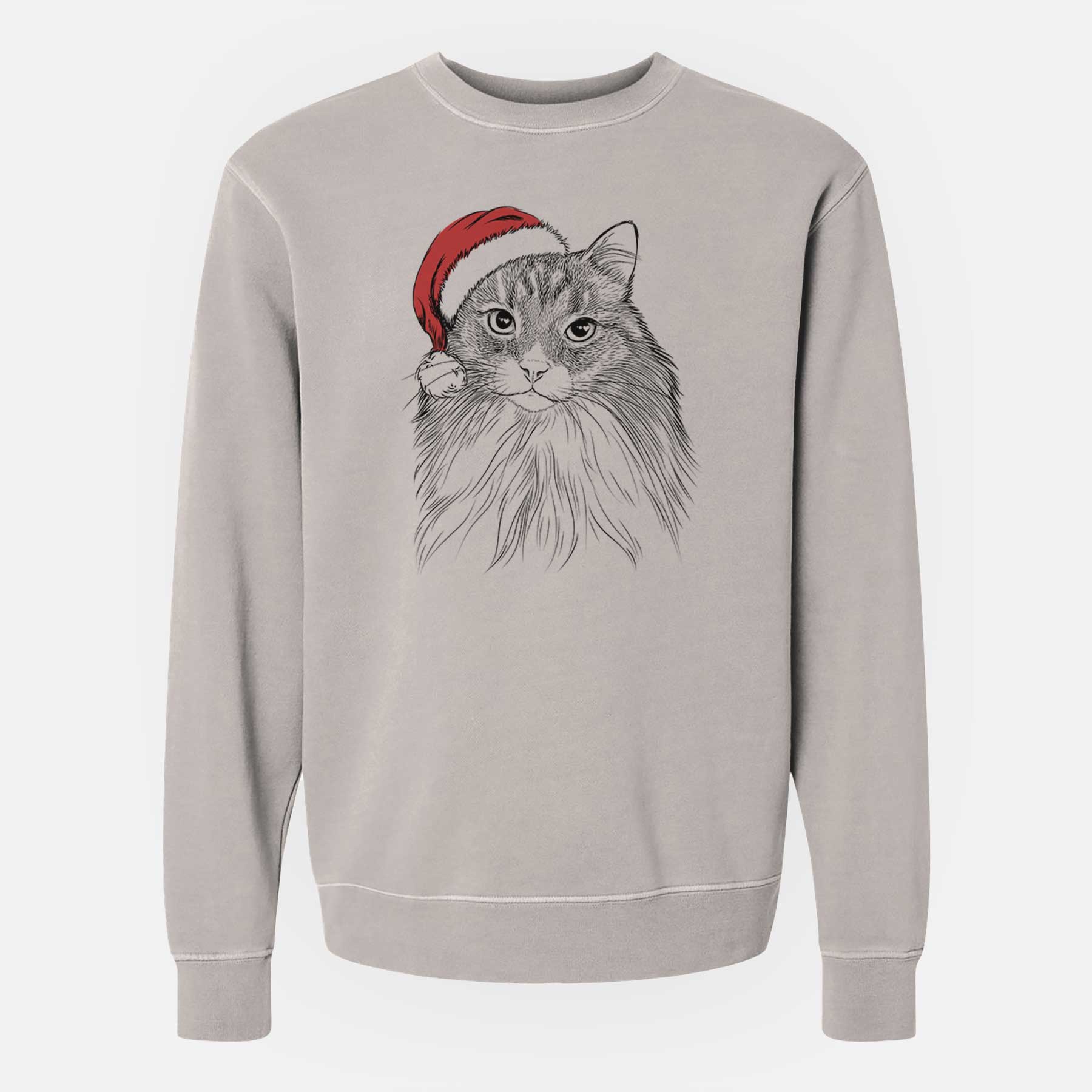 Santa Maks the Siberian Cat - Unisex Pigment Dyed Crew Sweatshirt