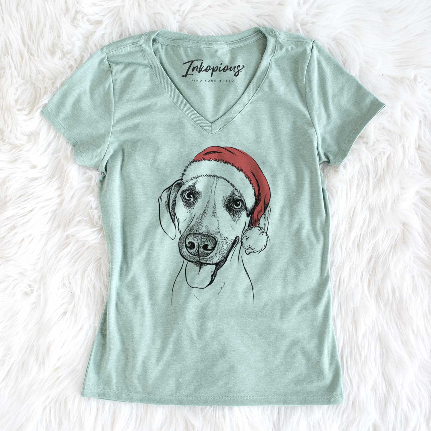 Santa Malia the American Foxhound Mix - Women's V-neck Shirt