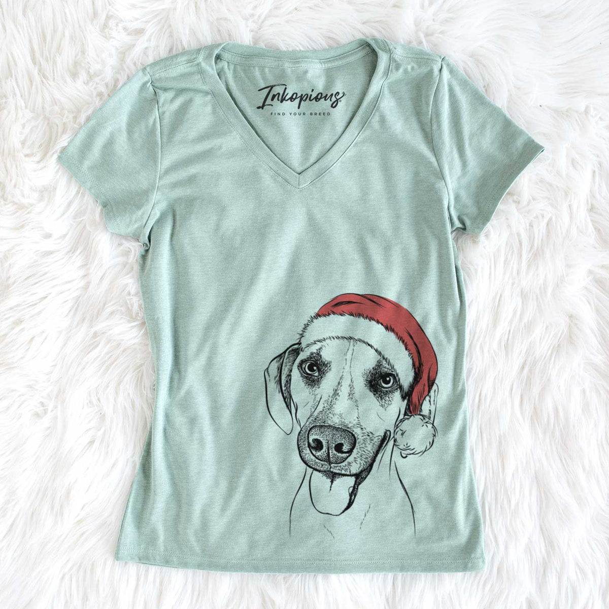 Santa Malia the American Foxhound Mix - Women&#39;s V-neck Shirt