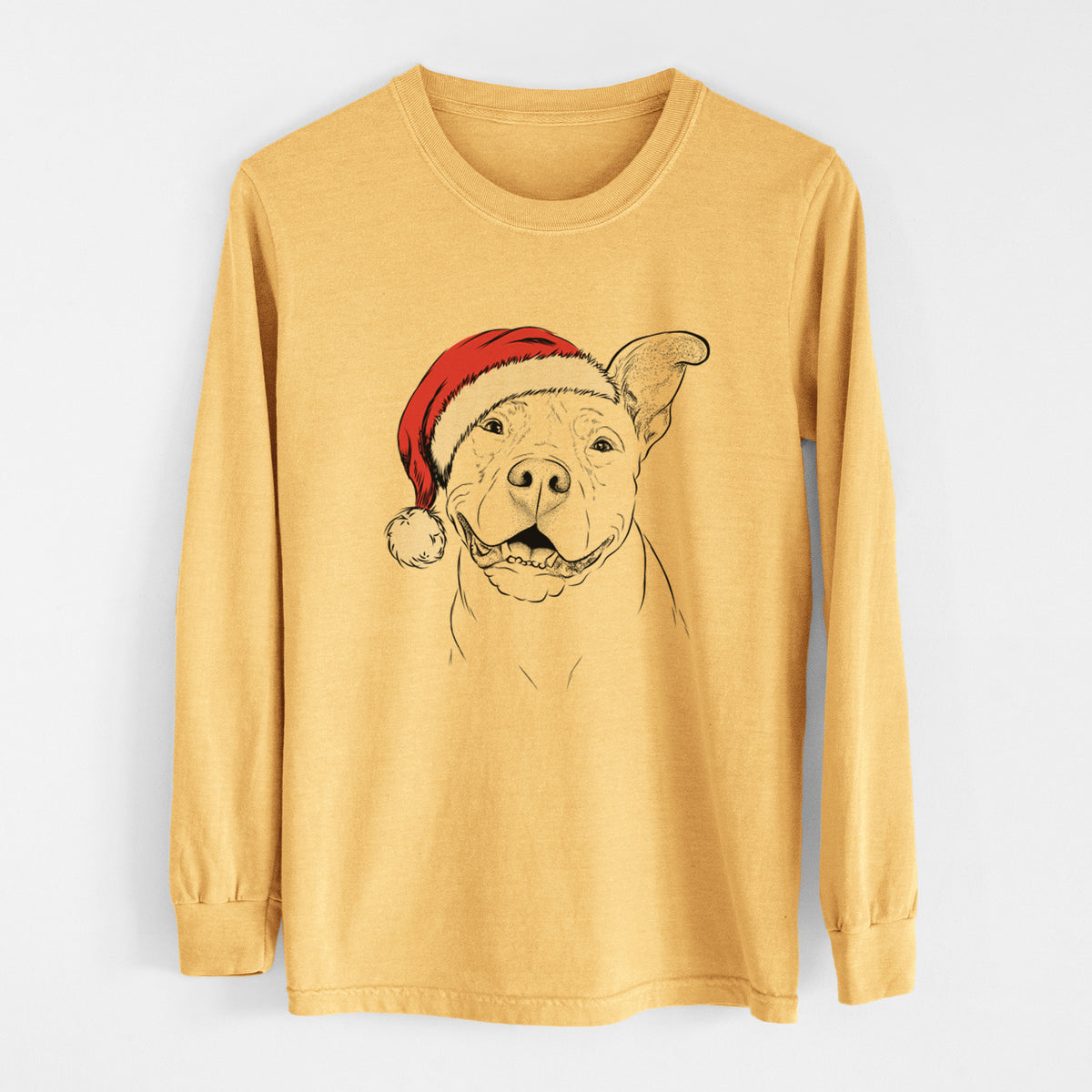 Santa Malibu the Staffordshire Terrier/Pitbull Mix - Heavyweight 100% Cotton Long Sleeve