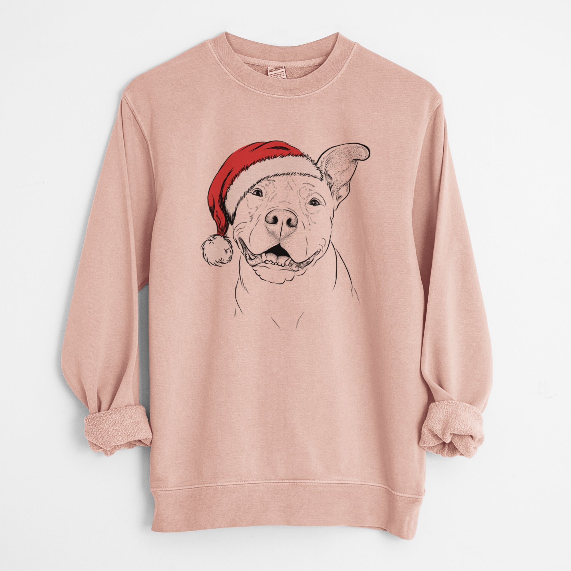 Santa Malibu the Staffordshire Terrier/Pitbull Mix - Unisex Pigment Dyed Crew Sweatshirt