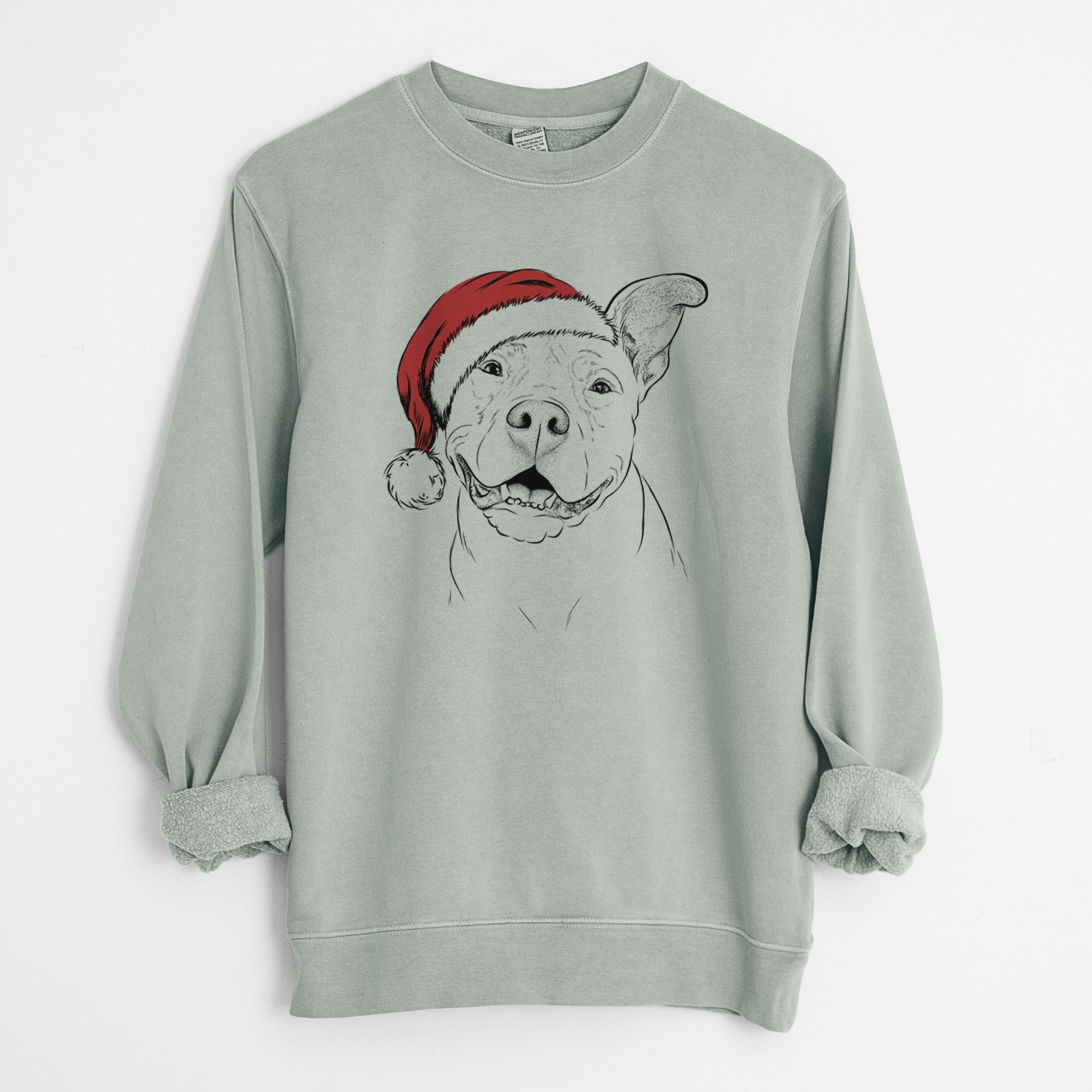 Santa Malibu the Staffordshire Terrier/Pitbull Mix - Unisex Pigment Dyed Crew Sweatshirt