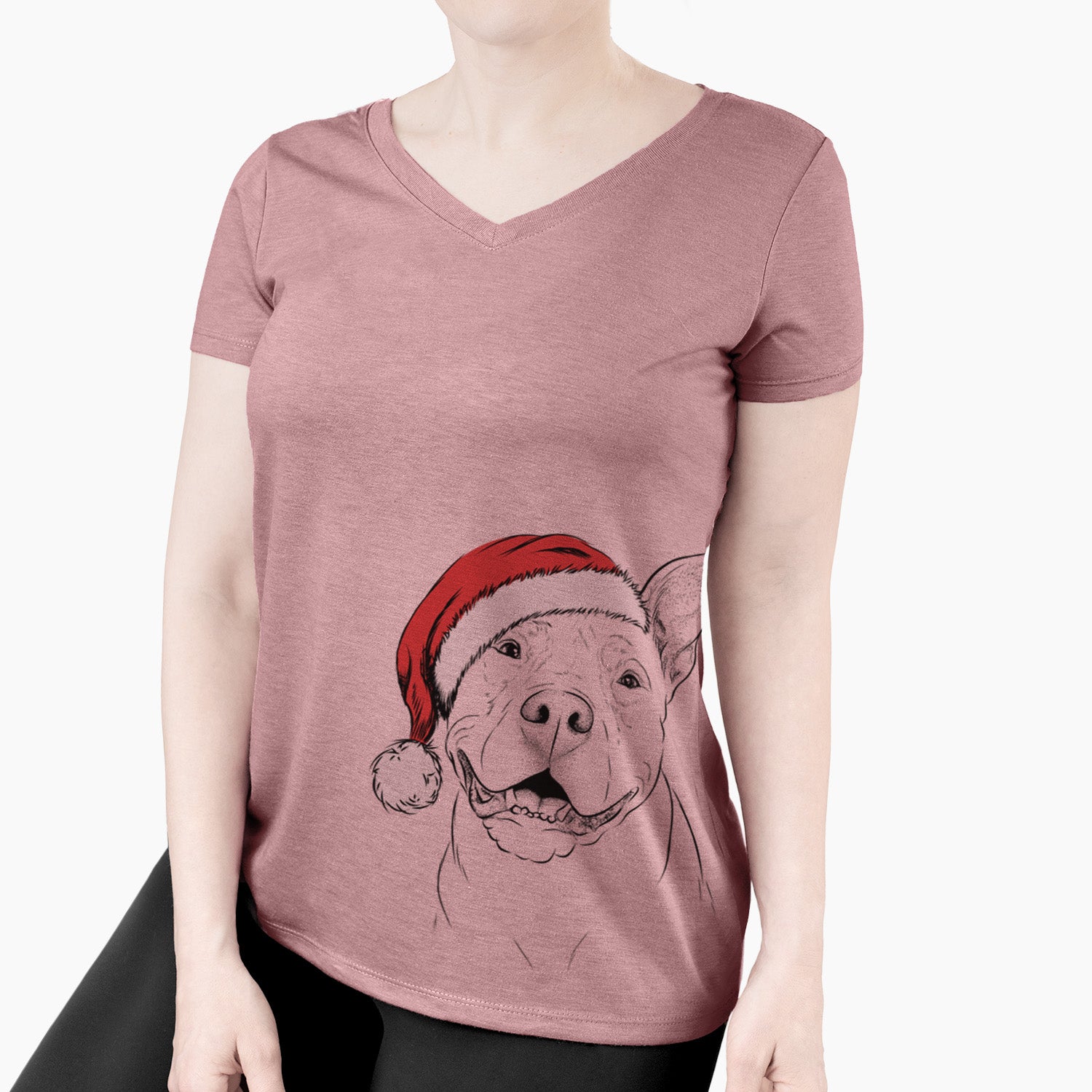 Santa Malibu the Staffordshire Terrier/Pitbull Mix - Women's Perfect V-neck Shirt