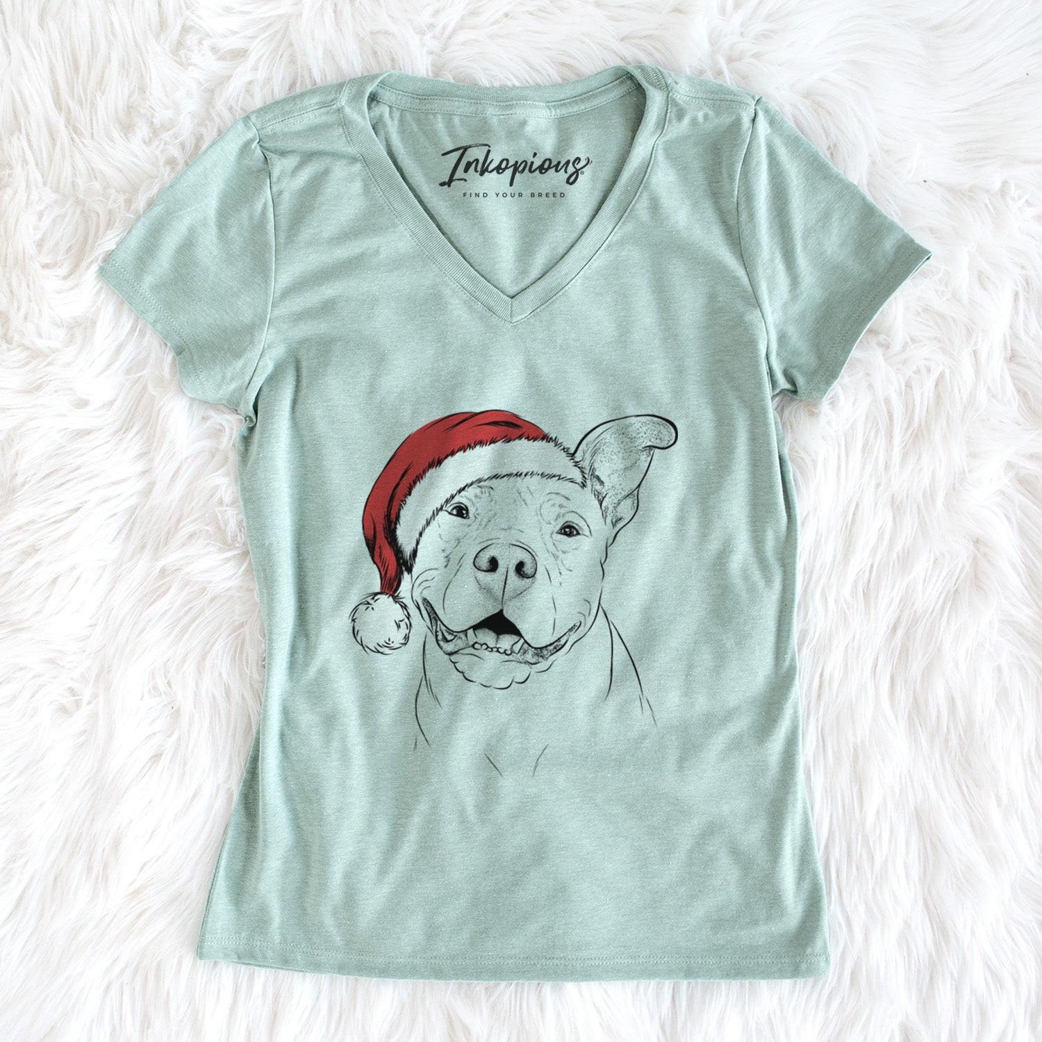 Santa Malibu the Staffordshire Terrier/Pitbull Mix - Women's Perfect V-neck Shirt