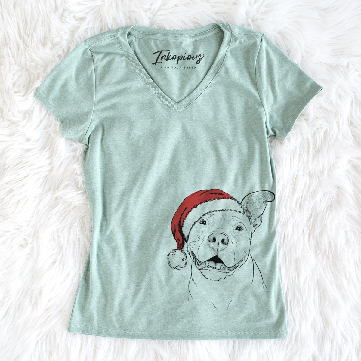 Santa Malibu the Staffordshire Terrier/Pitbull Mix - Women&#39;s Perfect V-neck Shirt