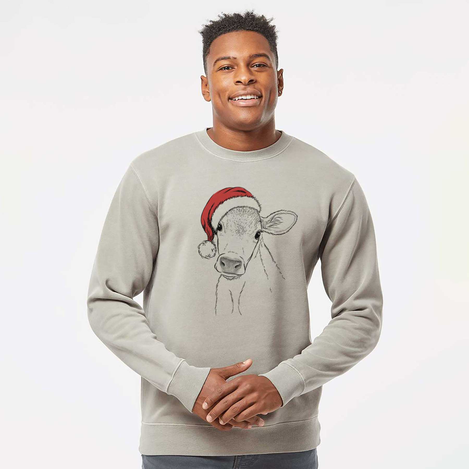 Santa Malu the Cow - Unisex Pigment Dyed Crew Sweatshirt