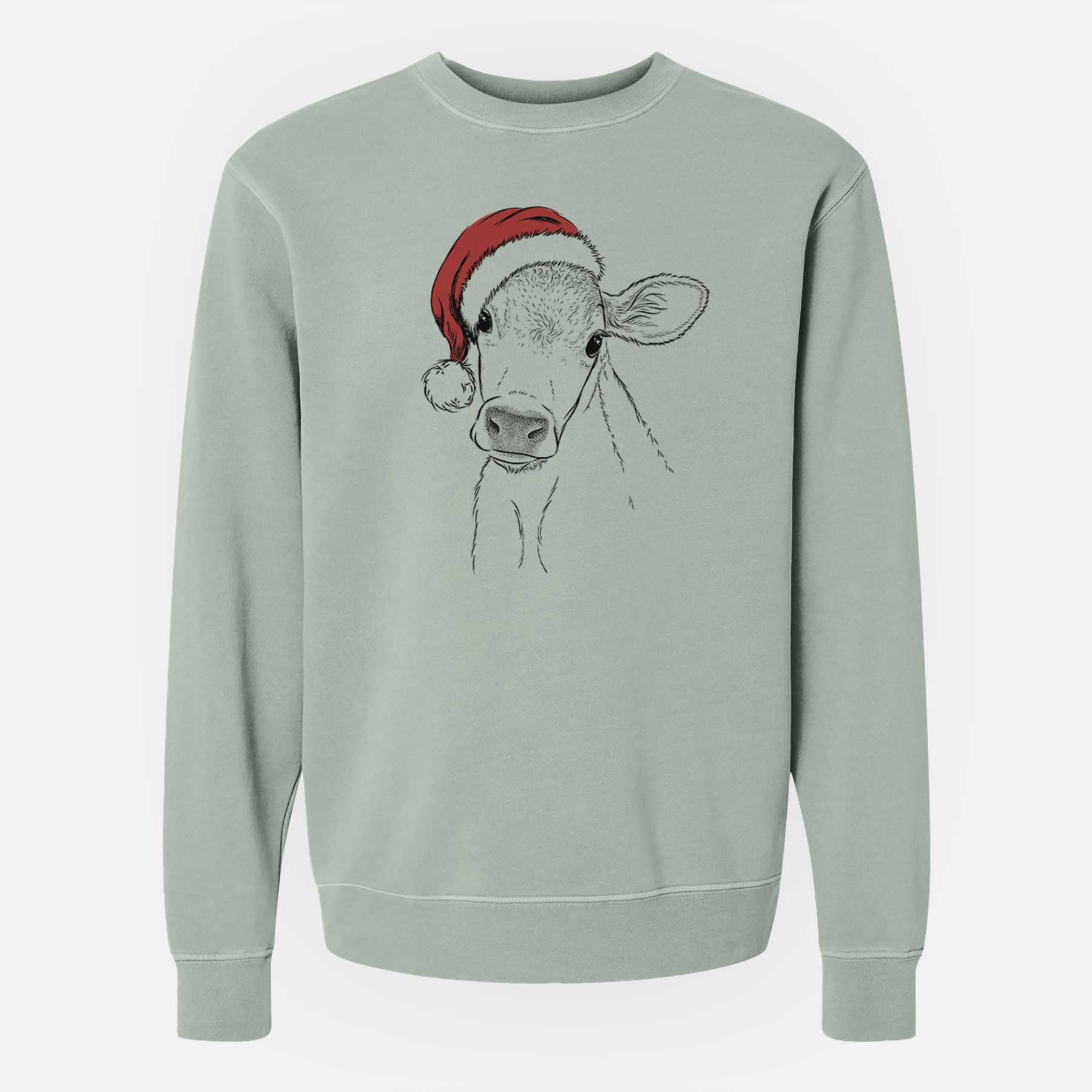 Santa Malu the Cow - Unisex Pigment Dyed Crew Sweatshirt