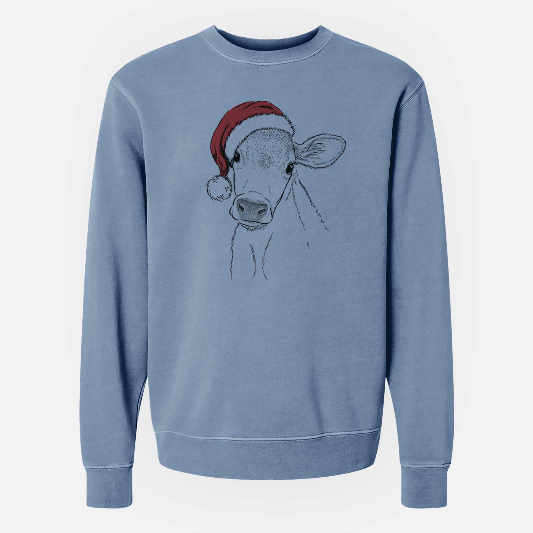 Santa Malu the Cow - Unisex Pigment Dyed Crew Sweatshirt