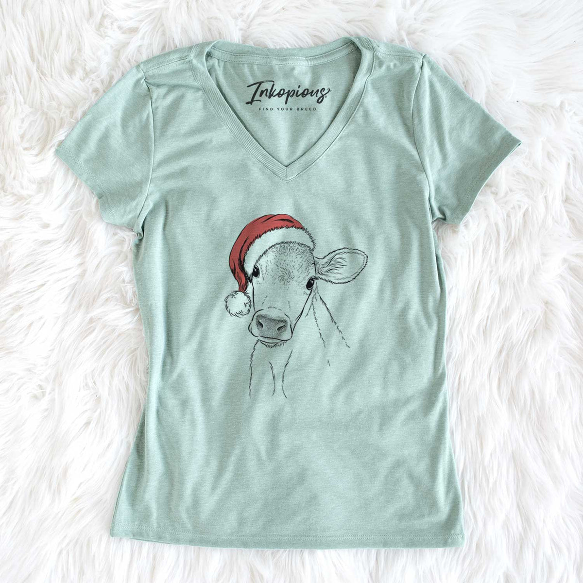 Santa Malu the Cow - Women's V-neck Shirt