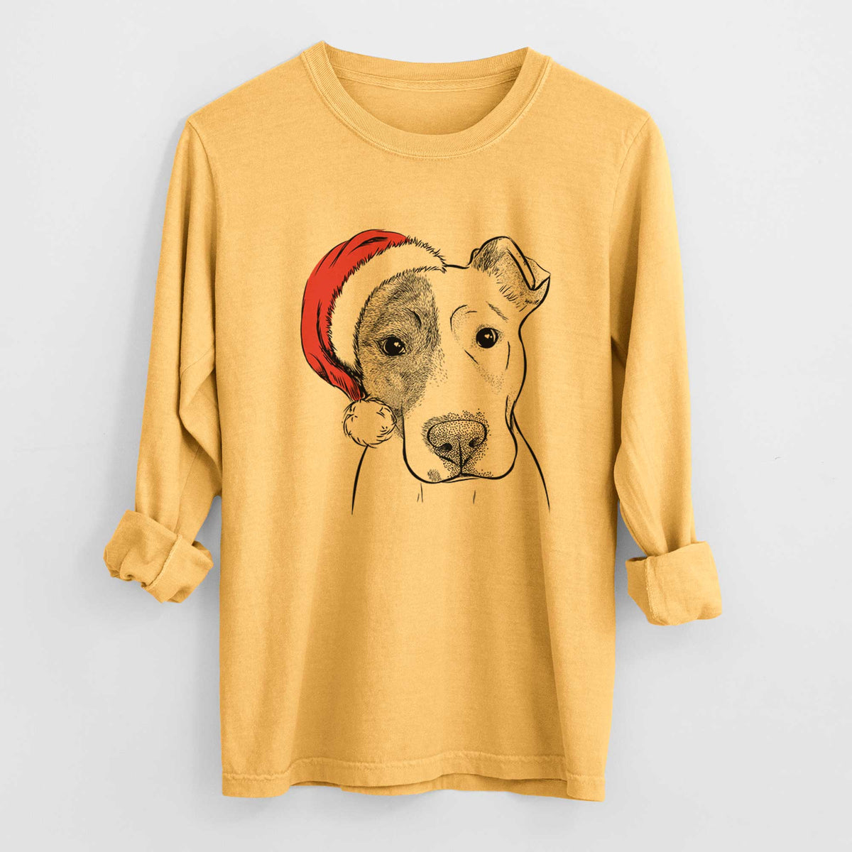 Santa Manchi the Pitbull Mix - Heavyweight 100% Cotton Long Sleeve