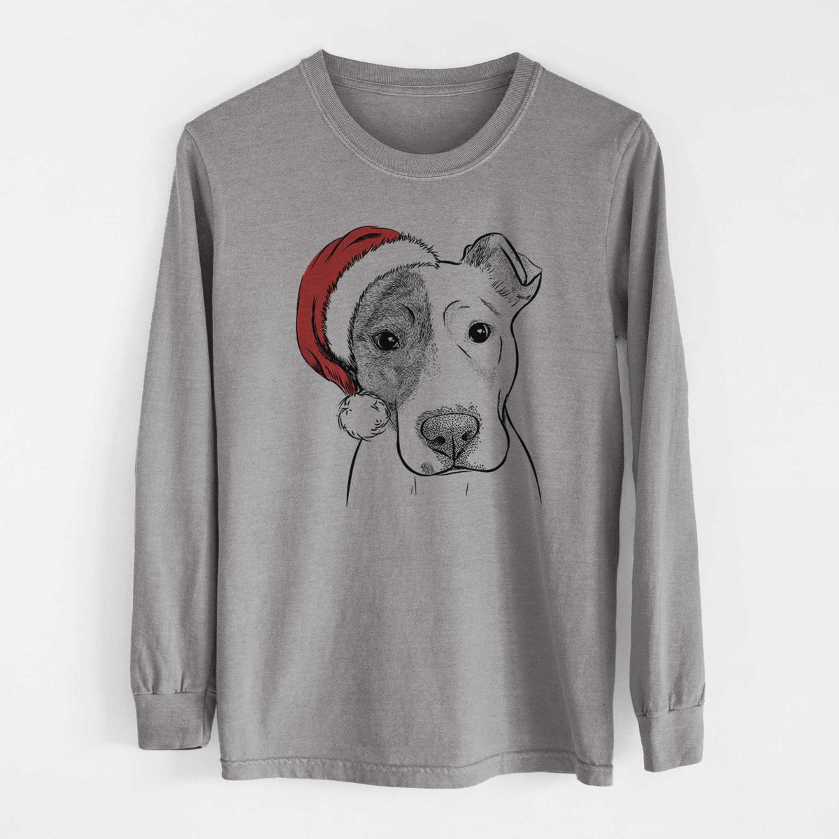 Santa Manchi the Pitbull Mix - Heavyweight 100% Cotton Long Sleeve