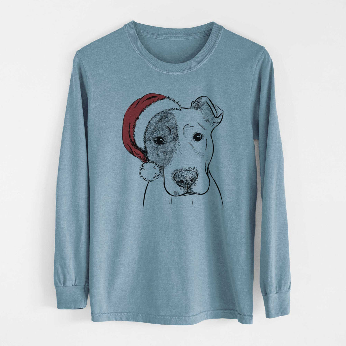 Santa Manchi the Pitbull Mix - Heavyweight 100% Cotton Long Sleeve