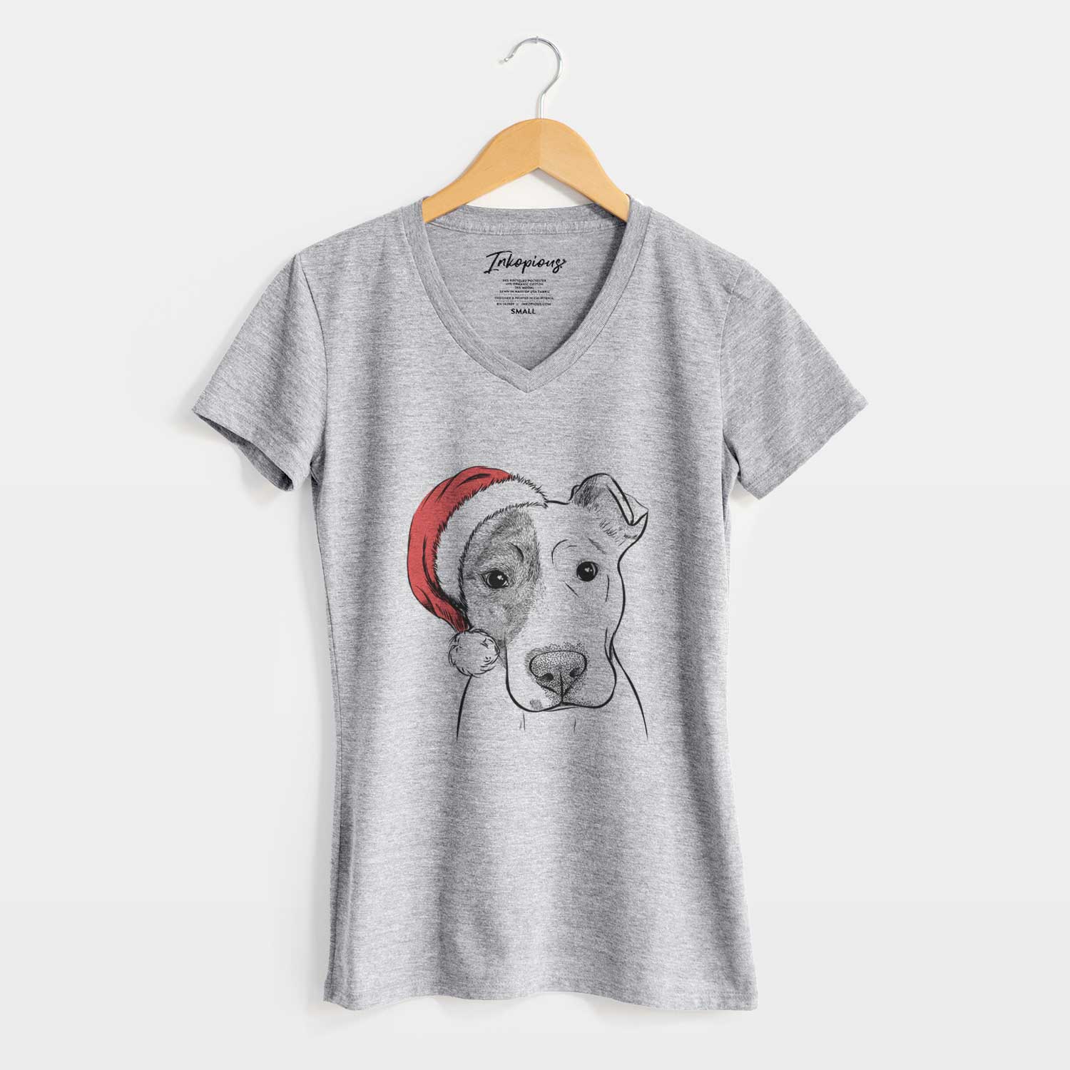 Santa Manchi the Pitbull Mix - Women's V-neck Shirt