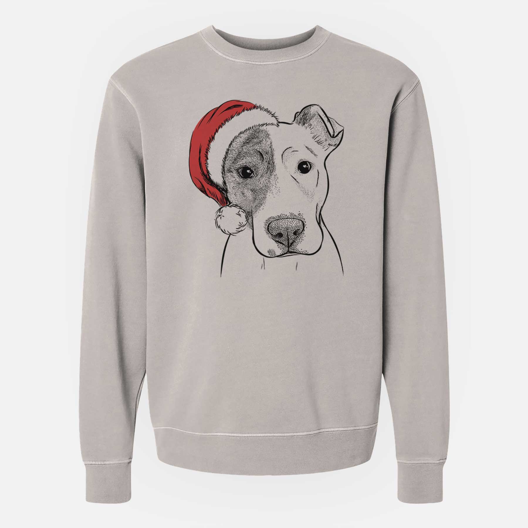 Santa Manchi the Pitbull Mix - Unisex Pigment Dyed Crew Sweatshirt