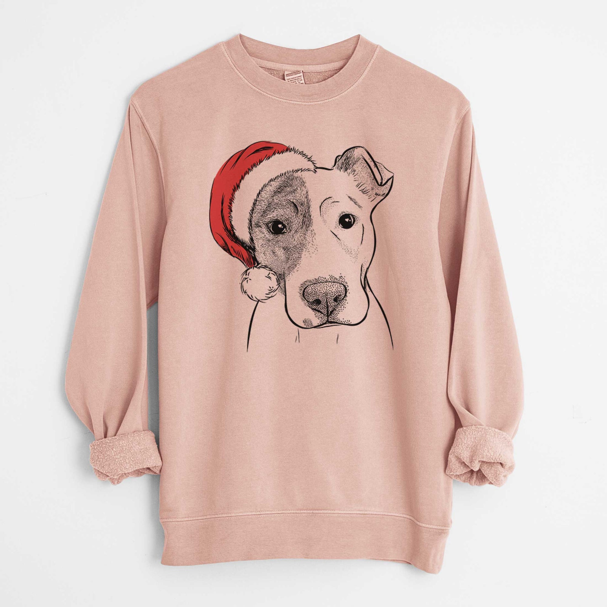 Santa Manchi the Pitbull Mix - Unisex Pigment Dyed Crew Sweatshirt