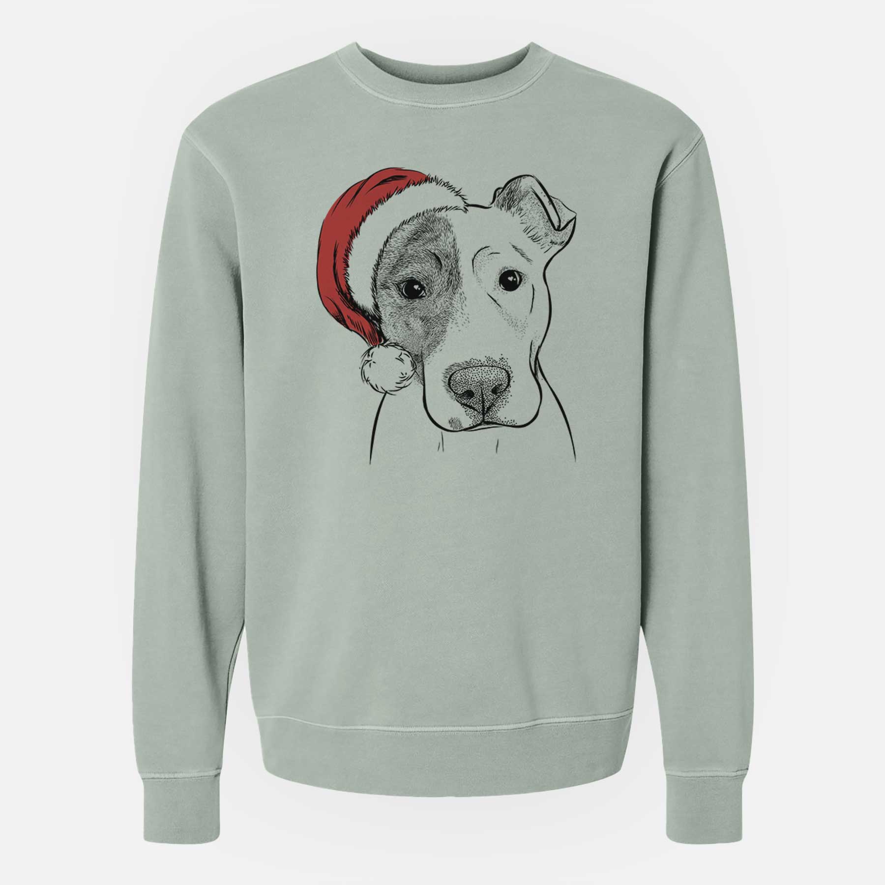 Santa Manchi the Pitbull Mix - Unisex Pigment Dyed Crew Sweatshirt