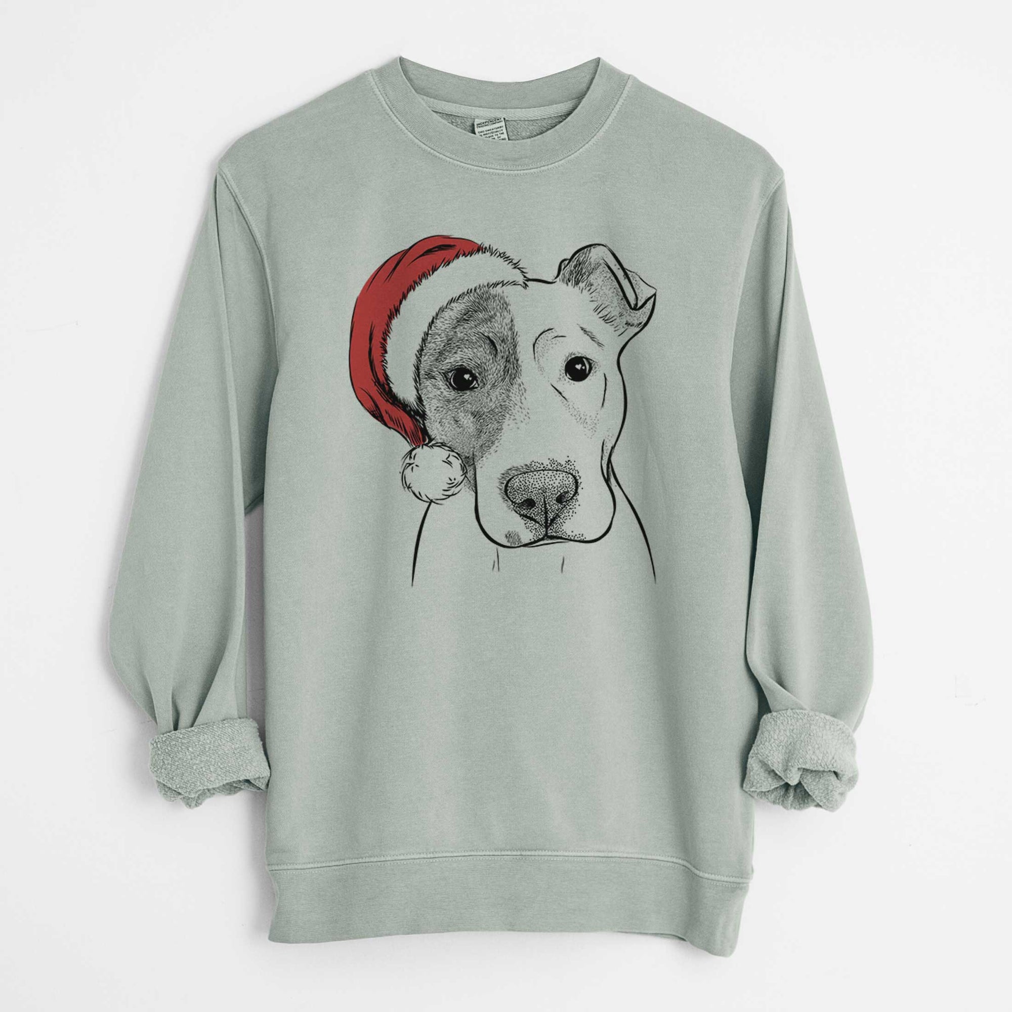 Santa Manchi the Pitbull Mix - Unisex Pigment Dyed Crew Sweatshirt