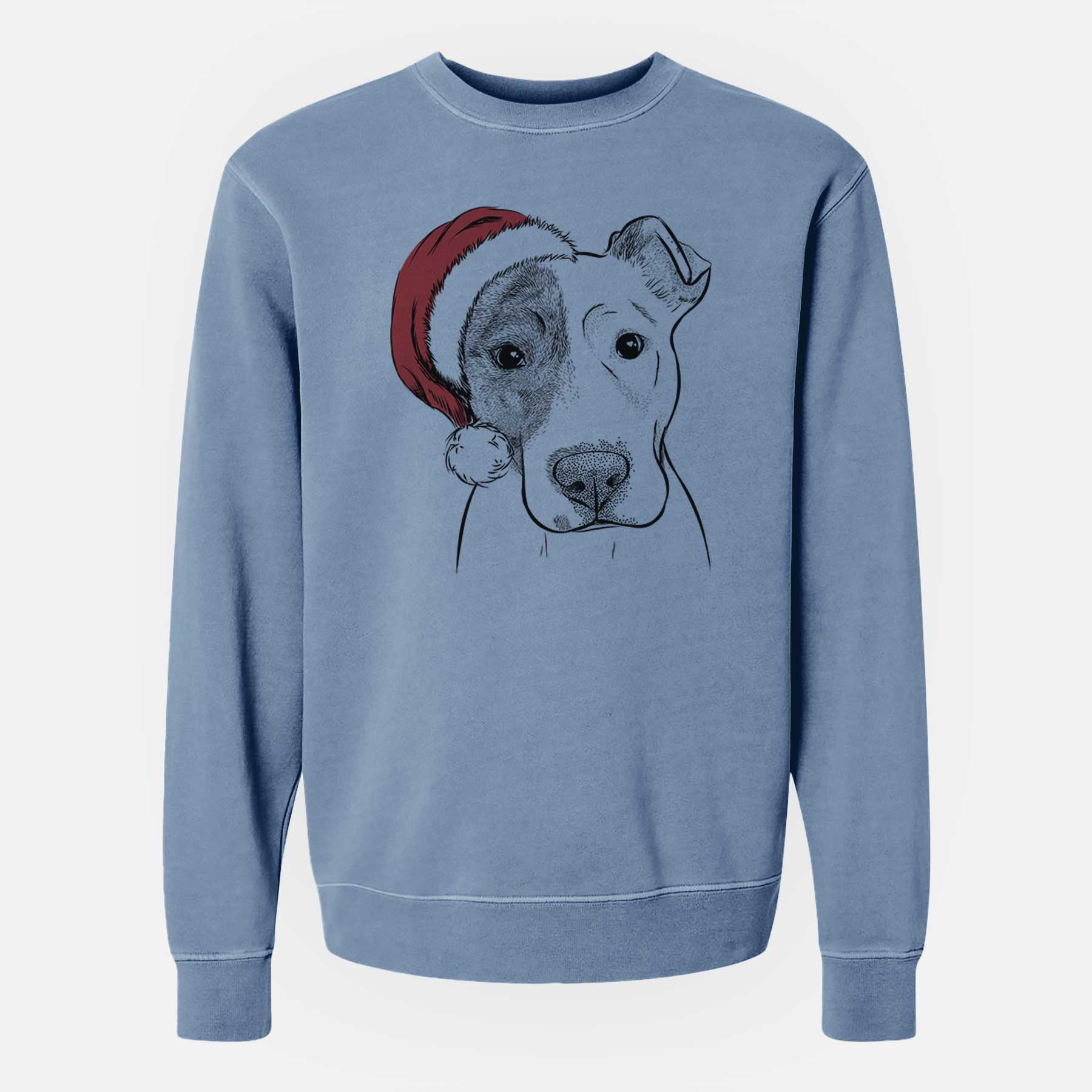 Santa Manchi the Pitbull Mix - Unisex Pigment Dyed Crew Sweatshirt