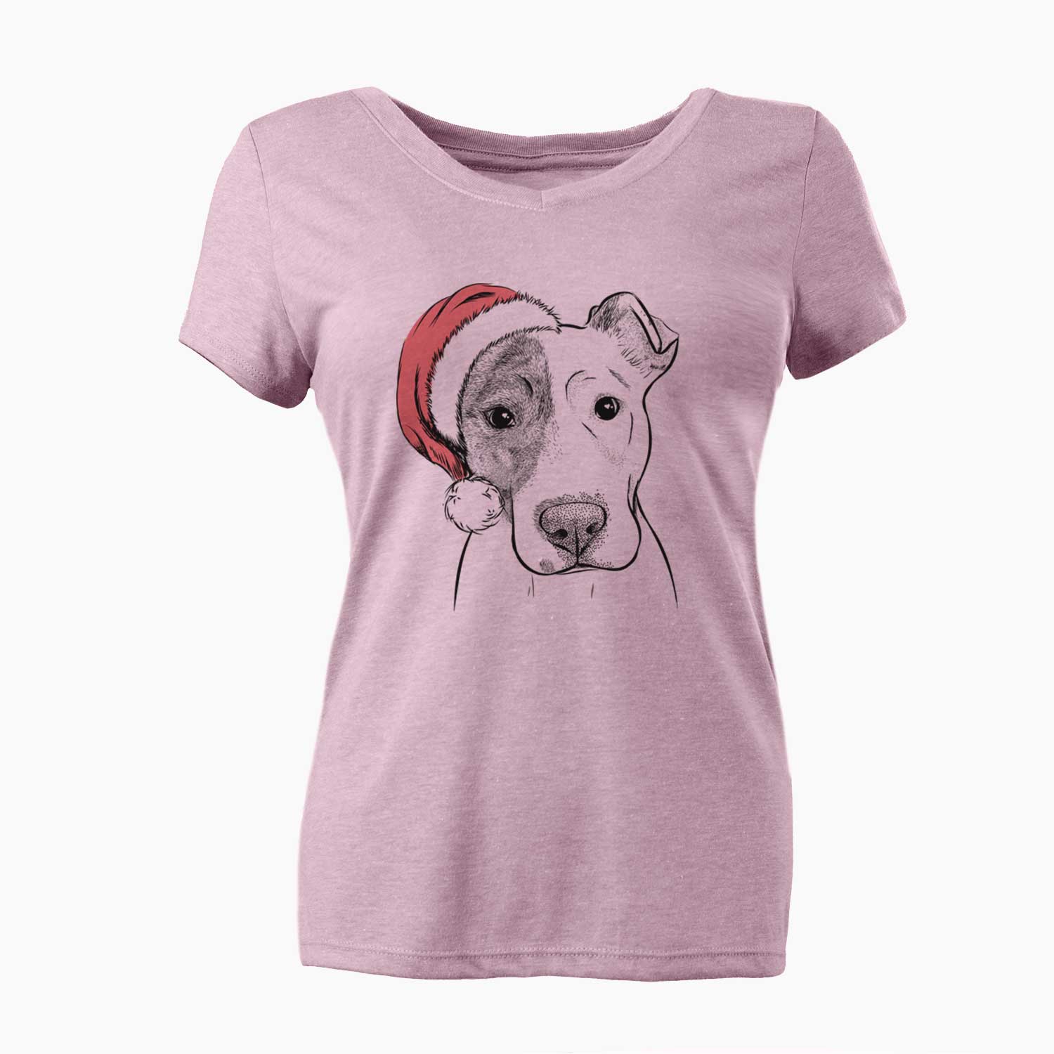 Santa Manchi the Pitbull Mix - Women's V-neck Shirt