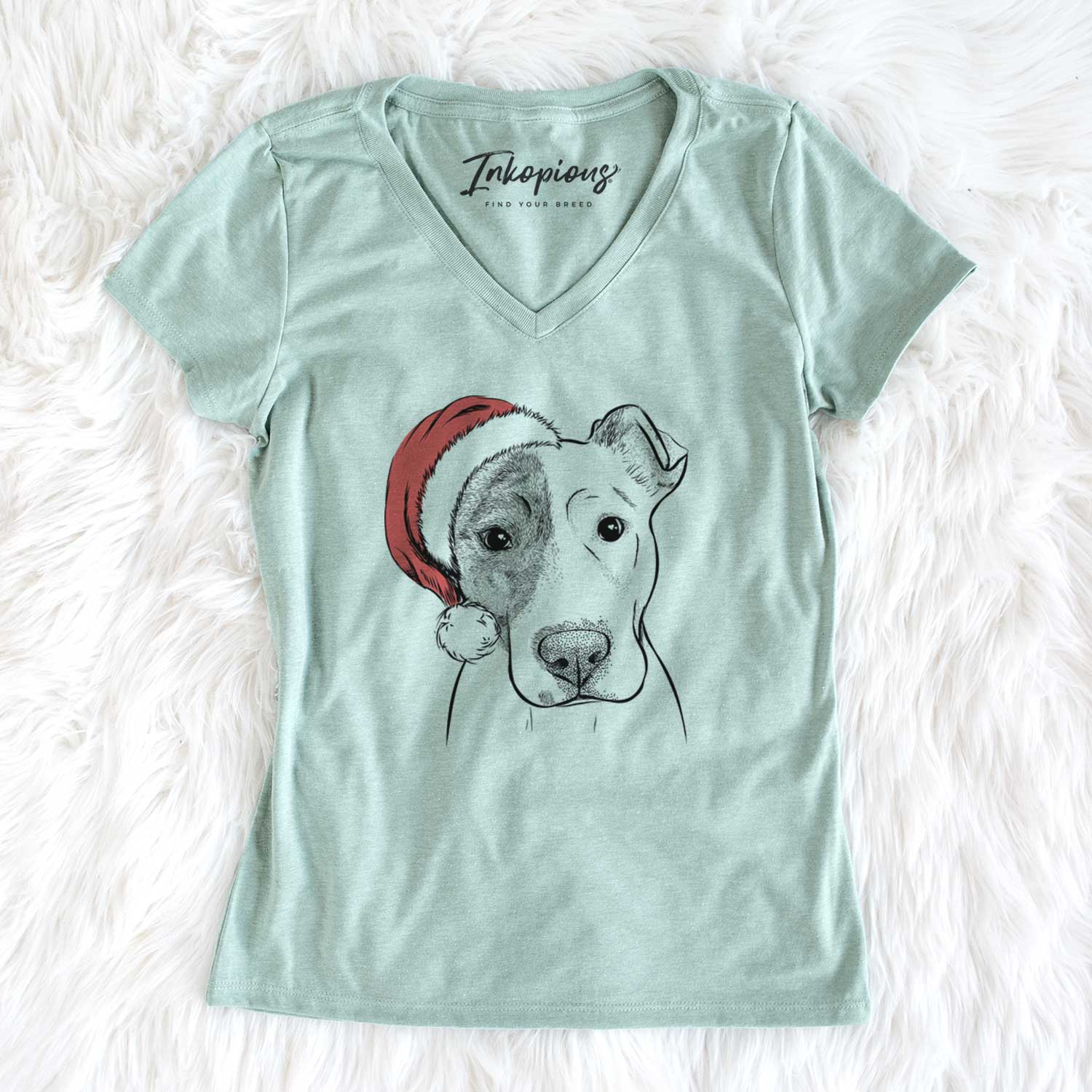 Santa Manchi the Pitbull Mix - Women's V-neck Shirt