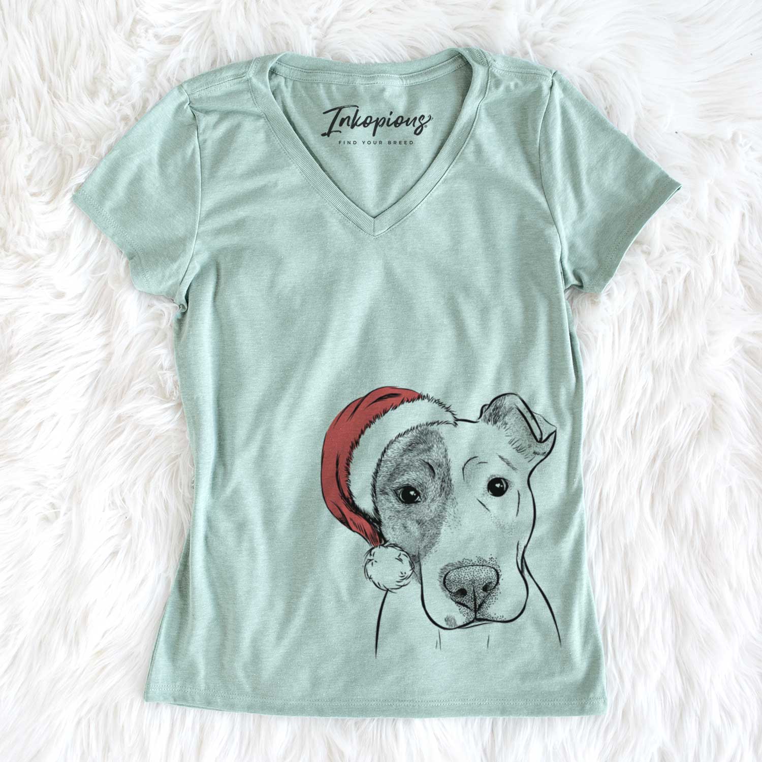 Santa Manchi the Pitbull Mix - Women's V-neck Shirt