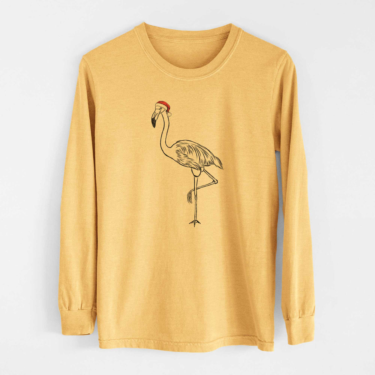 Santa Mango the Flamingo - Heavyweight 100% Cotton Long Sleeve