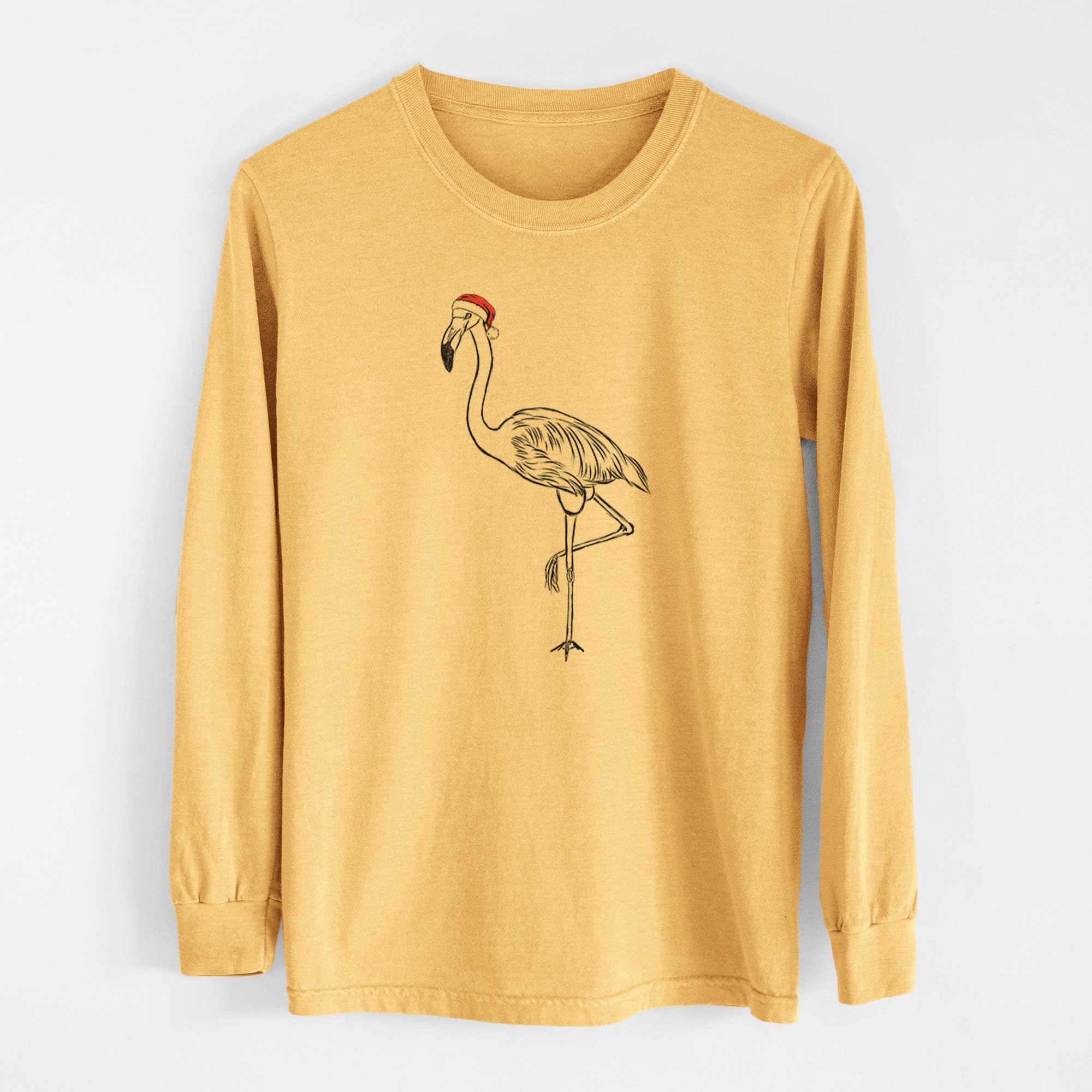 Santa Mango the Flamingo - Heavyweight 100% Cotton Long Sleeve