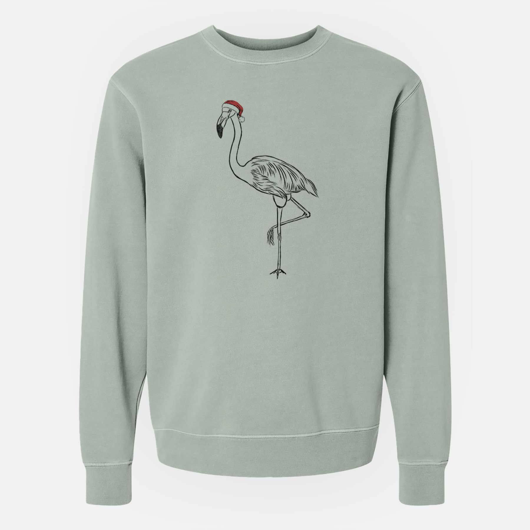 Santa Mango the Flamingo - Unisex Pigment Dyed Crew Sweatshirt