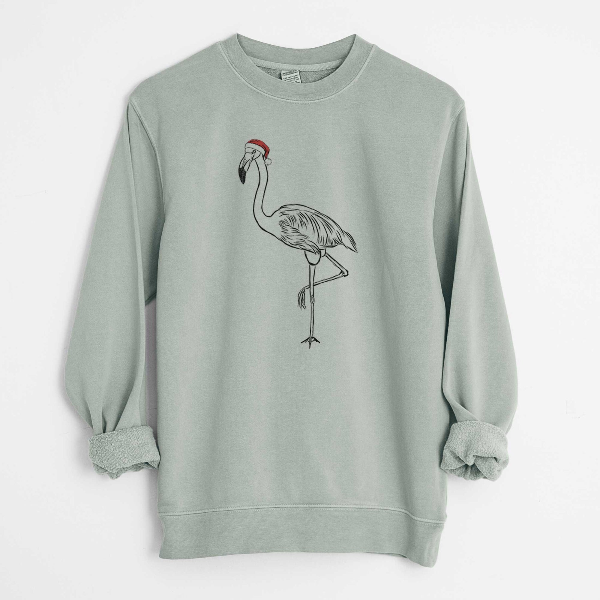 Santa Mango the Flamingo - Unisex Pigment Dyed Crew Sweatshirt