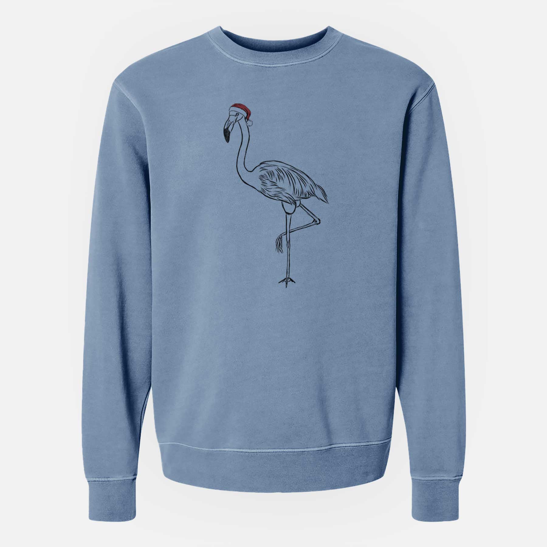 Santa Mango the Flamingo - Unisex Pigment Dyed Crew Sweatshirt