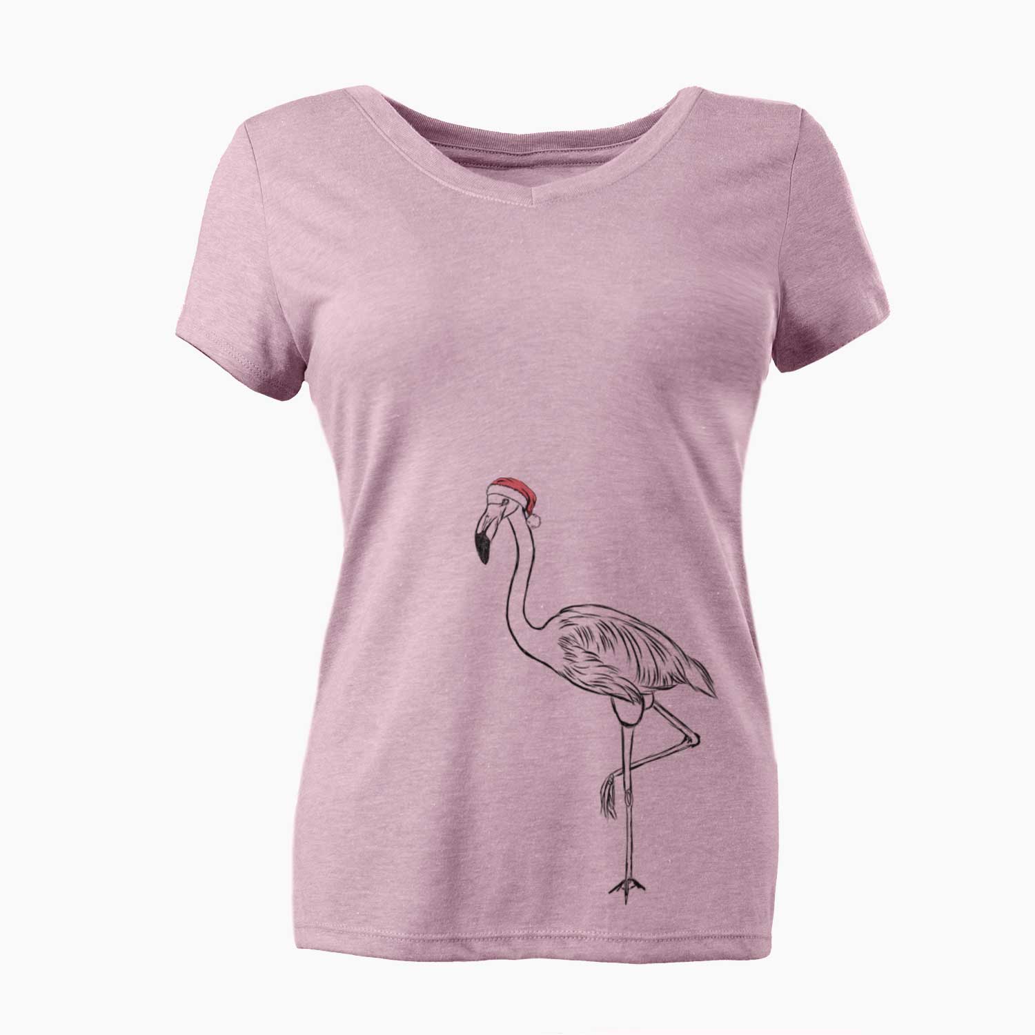 Santa Mango the Flamingo - Women's V-neck Shirt