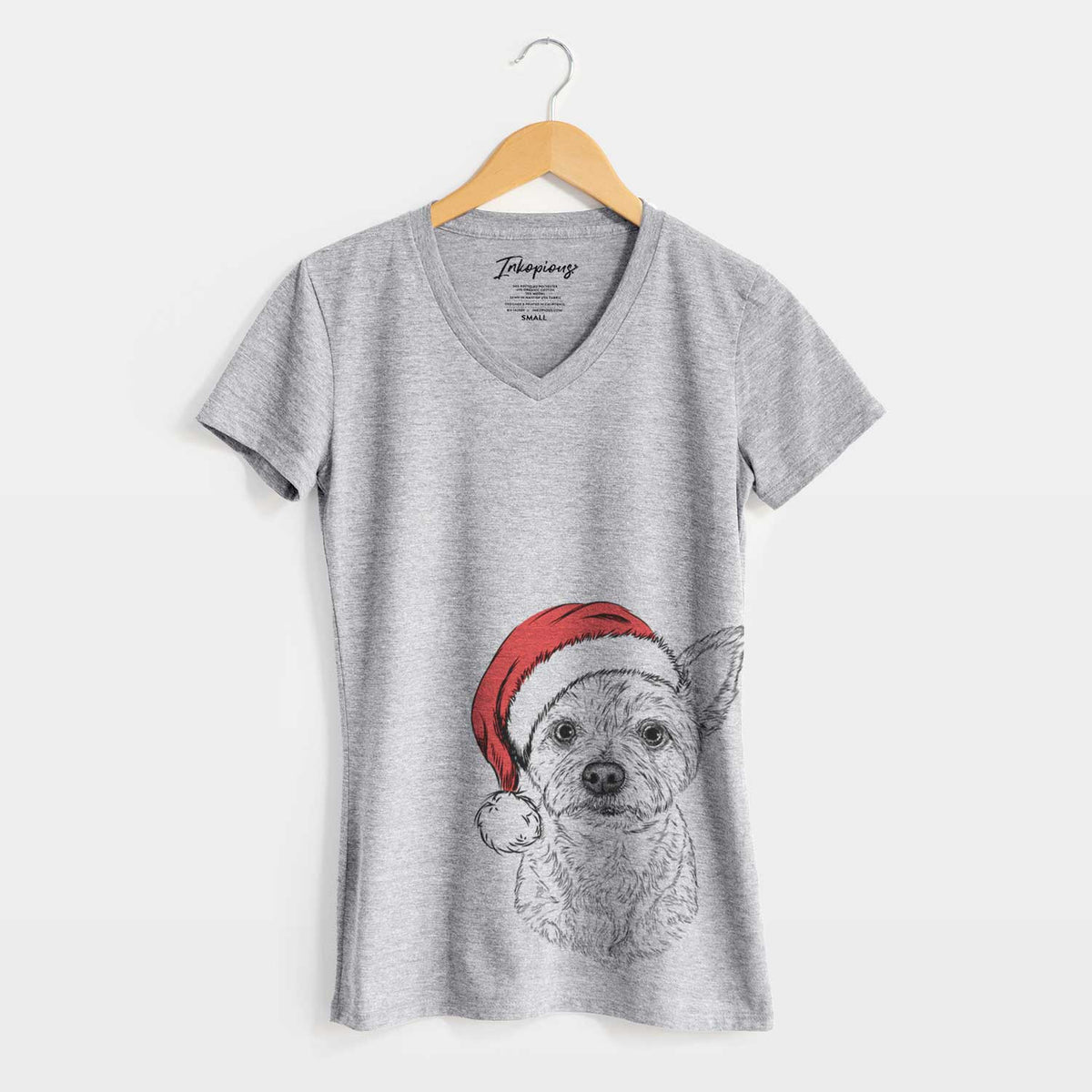 Santa Mango the Yorker Cairn Terrier Mix - Women's V-neck Shirt