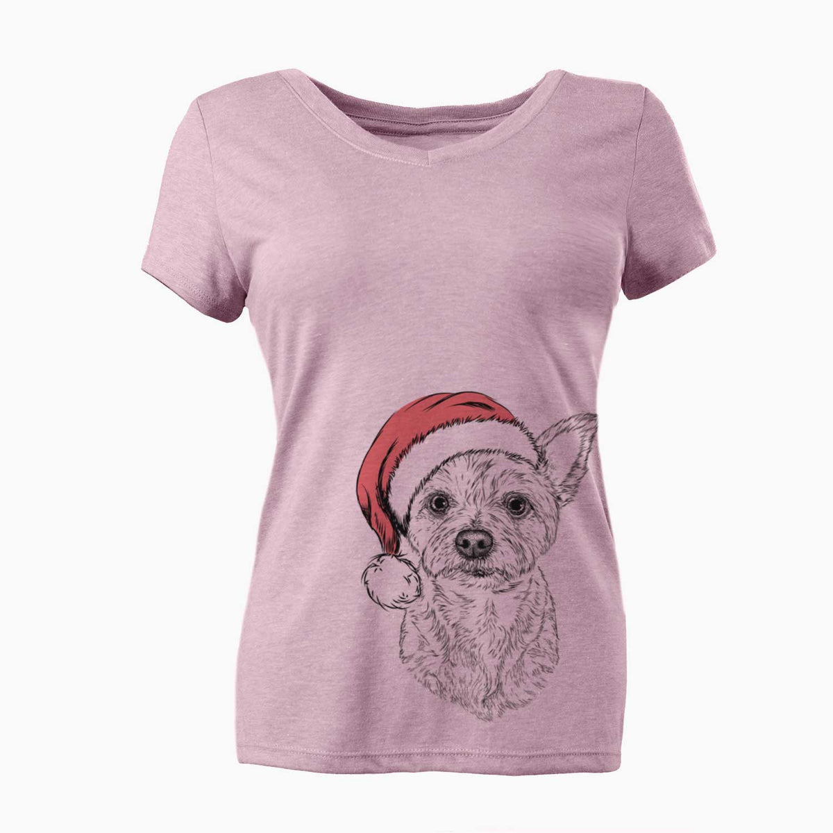 Santa Mango the Yorker Cairn Terrier Mix - Women's V-neck Shirt
