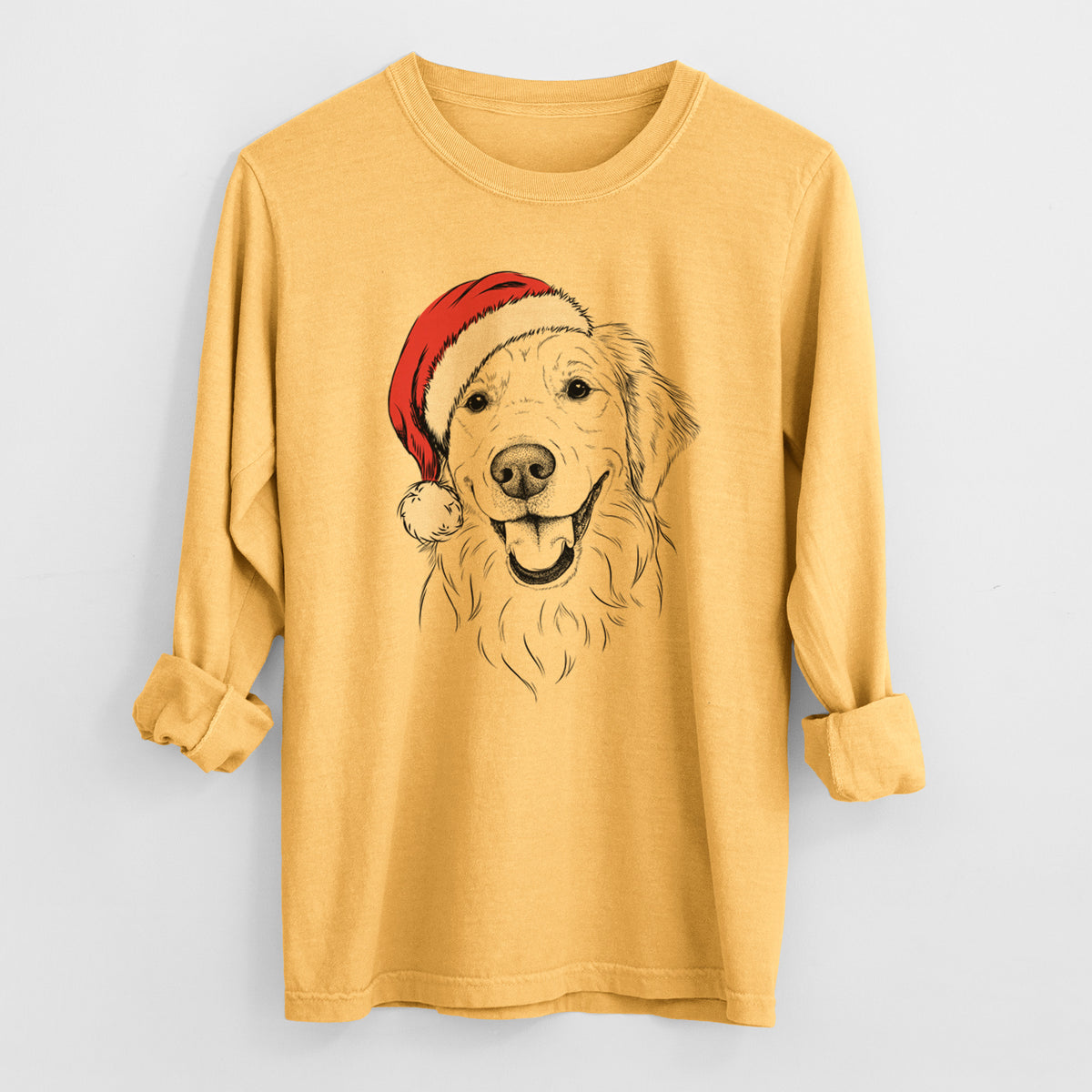 Santa Maple the Golden Retriever - Heavyweight 100% Cotton Long Sleeve