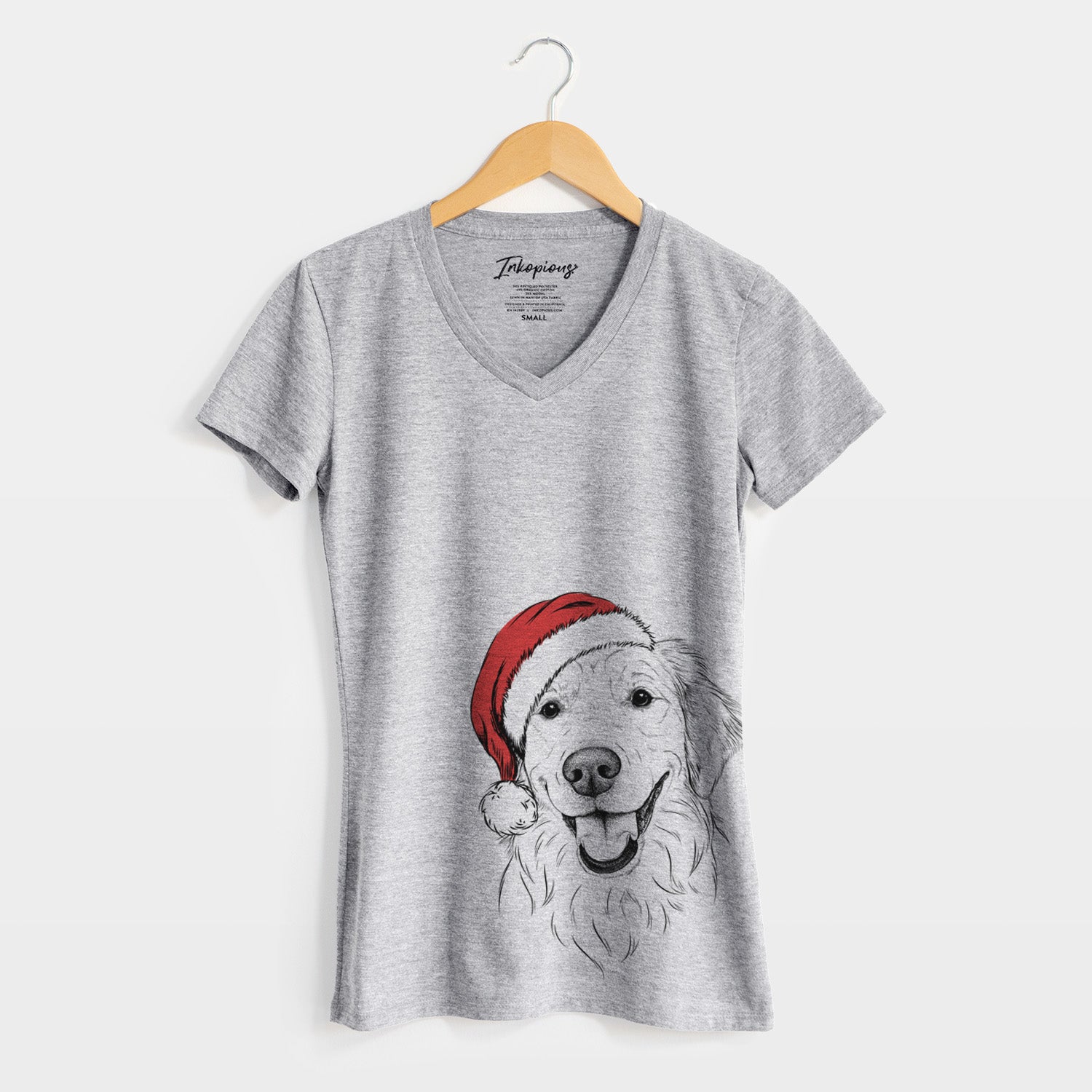 Santa Maple the Golden Retriever - Women's Perfect V-neck Shirt