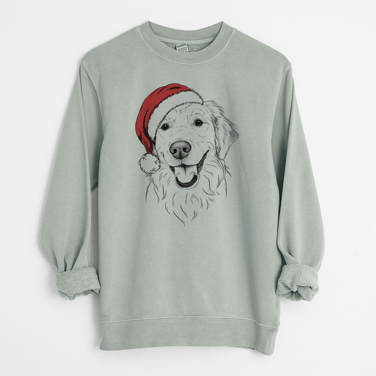 Santa Maple the Golden Retriever - Unisex Pigment Dyed Crew Sweatshirt