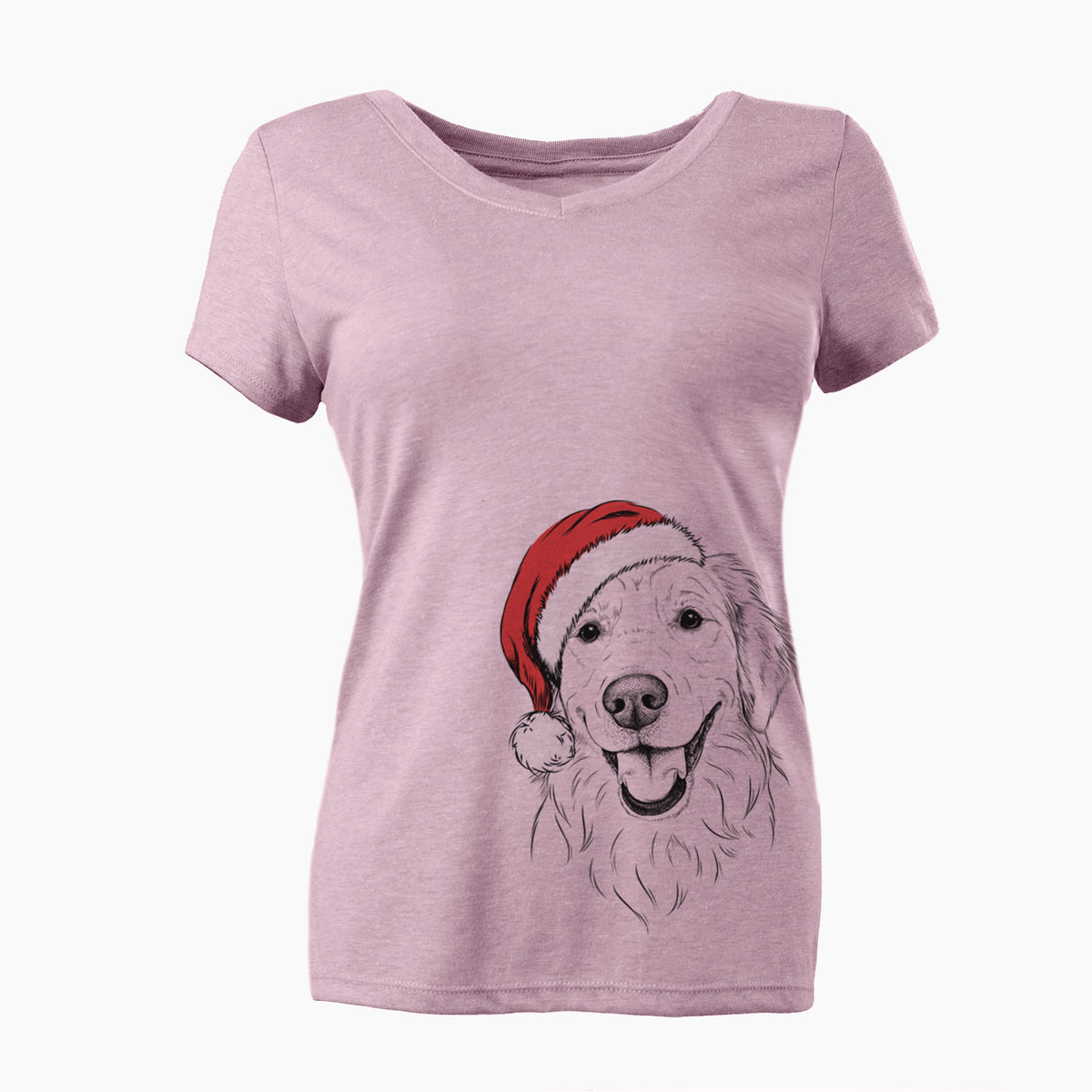 Santa Maple the Golden Retriever - Women's Perfect V-neck Shirt