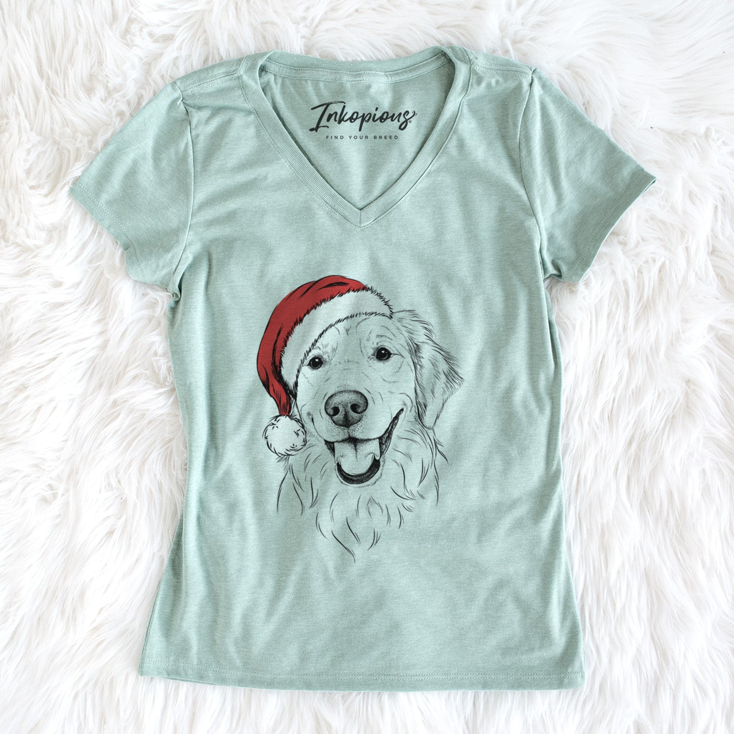 Santa Maple the Golden Retriever - Women's Perfect V-neck Shirt