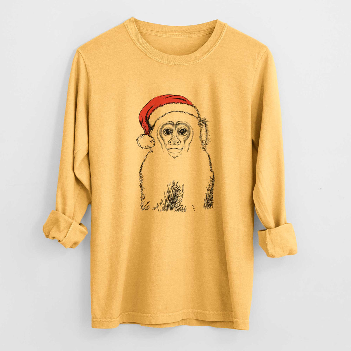 Santa Marcel the Capuchin Monkey - Heavyweight 100% Cotton Long Sleeve