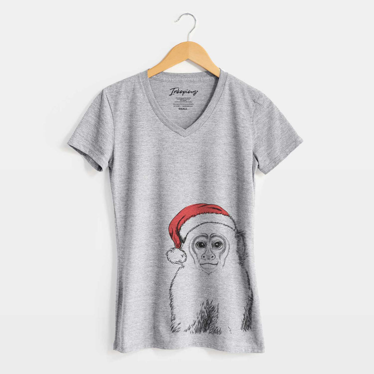 Santa Marcel the Capuchin Monkey - Women's V-neck Shirt