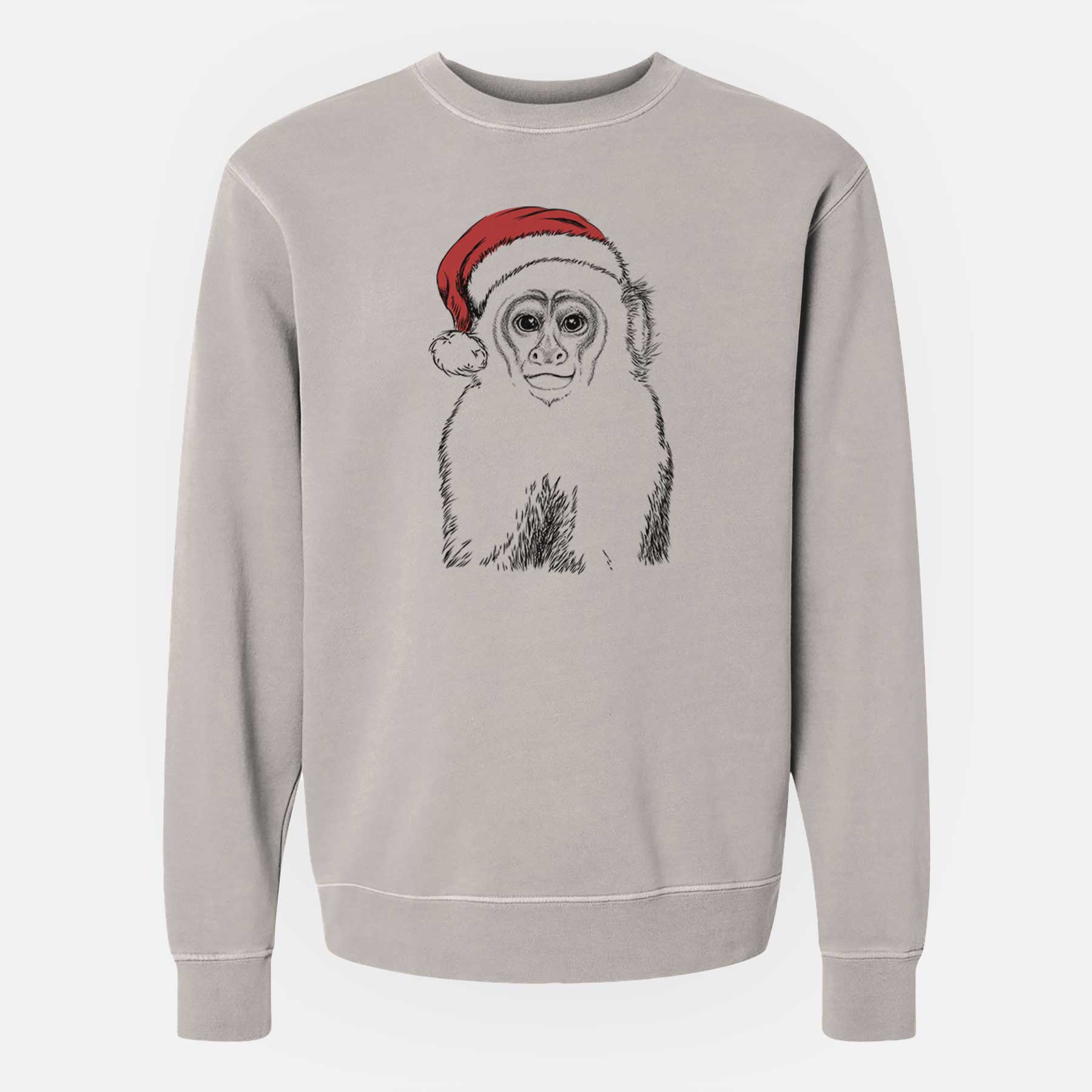 Santa Marcel the Capuchin Monkey - Unisex Pigment Dyed Crew Sweatshirt