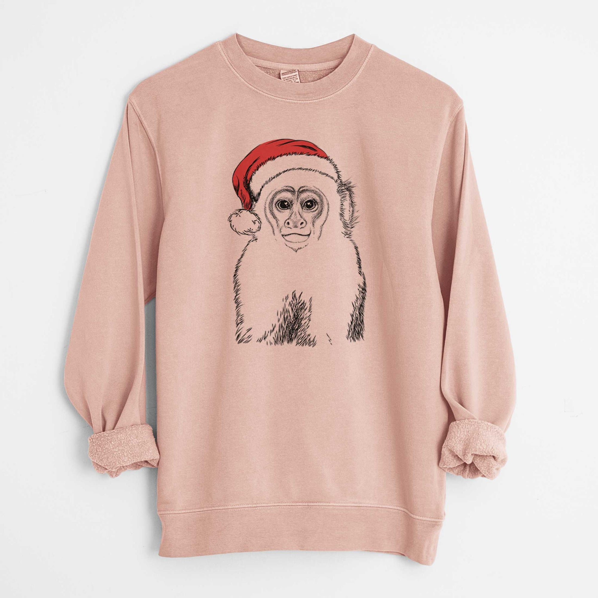 Santa Marcel the Capuchin Monkey - Unisex Pigment Dyed Crew Sweatshirt